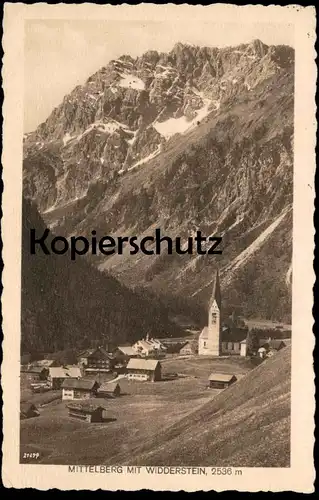 ALTE POSTKARTE MITTELBERG MIT WIDDERSTEIN 1929 Kleinwalsertal Vorarlberg cpa postcard Ansichtskarte AK