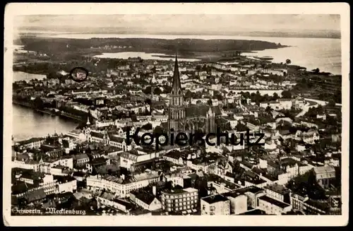 ALTE POSTKARTE SCHWERIN MECKLENBURG VOM FLUGZEUG LUFTAUFNAHME FLIEGERAUFNAHME Luftbild Ansichtskarte AK cpa postcard