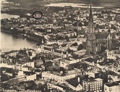 ALTE POSTKARTE SCHWERIN MECKLENBURG VOM FLUGZEUG LUFTAUFNAHME FLIEGERAUFNAHME Luftbild Ansichtskarte AK cpa postcard