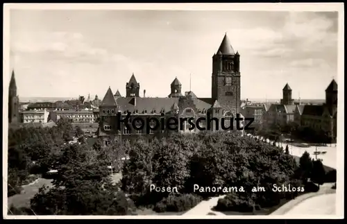 ALTE POSTKARTE POSEN POZNAN PANORAMA AM SCHLOSS Polska Poland Polen castle chateau Bahnpost Ansichtskarte cpa postcard