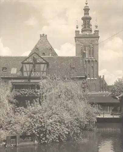 ALTE POSTKARTE DANZIG MÜLLER-GEWERKSHAUS UND ST. KATHARINEN KIRCHE 1943 FELDPOST Gdansk Polska Poland Ansichtskarte AK