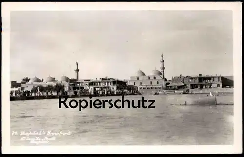 ALTE FOTO POSTKARTE BAGHDAD'S RIVER FRONT TIGRIS MOSQUE Bagdad Irak Iraq cpa photo postcard AK Ansichtskarte