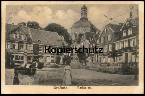 ALTE POSTKARTE GRÄFRATH MARKTPLATZ SOLINGER KLEINBAHN SOLINGEN Strassenbahn Bahn Tram tramway AK Ansichtskarte postcard