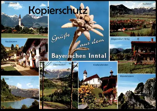 ÄLTERE POSTKARTE GRÜSSE AUS DEM BAYERISCHEN INNTAL EDELWEISS OBERAUDORF DEGERNDORF NUSSDORF FLINTSBACH Bayern AK cpa