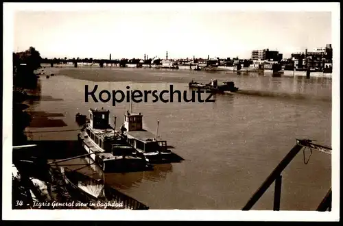 ALTE POSTKARTE TIGRIS GENERAL VIEW IN BAGHDAD Bagdad Irak Iraq Boot ship boat postcard cpa Ansichtskarte AK