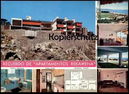 ÄLTERE POSTKARTE TORREMOLINOS RECUERDO DE APARTAMENTOS REKAWENA cpa postcard Ansichtskarte AK