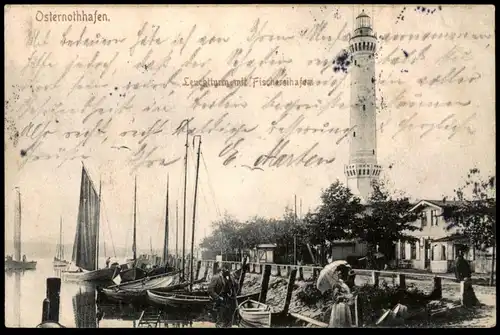 ALTE POSTKARTE OSTERNOTHHAFEN 1901 LEUCHTTURM Osternothafen Chorzelin Pommern lighthouse Swinemünde Swinoujscie postcard