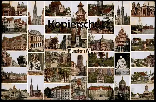 ALTE POSTKARTE MÜNSTER I. W. MIKROSKOPANSICHTEN MIKROSKOP MINIATURANSICHT Ansichtskarte postcard cpa AK