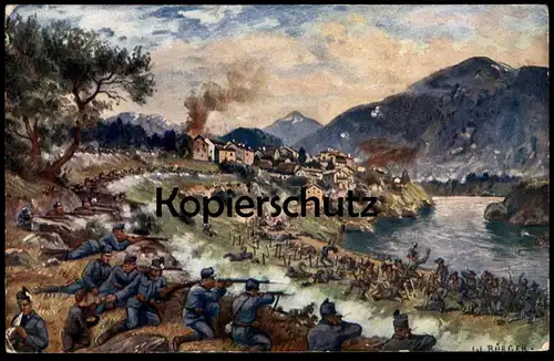 ALTE POSTKARTE SCHLACHT AM ISONZO SIGN. W. BÜRGER ISONZOSCHLACHT Soca cpa Ansichtskarte postcard AK