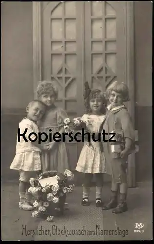 ALTE POSTKARTE HERZLICHEN GLÜCKWUNSCH ZUM NAMENSTAGE KINDER MÄDCHEN Namenstag child enfant children girl AK postcard cpa