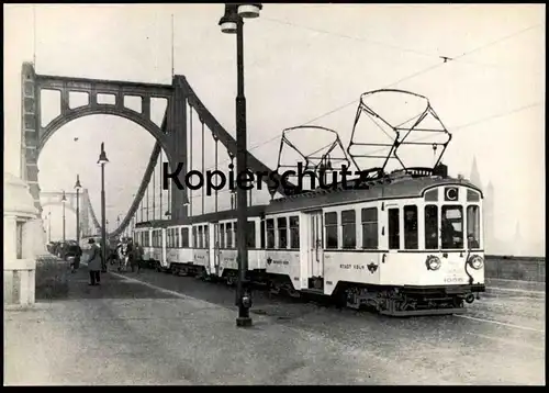 ÄLTERE POSTKARTE BILDSERIE VORORTBAHN KÖLN ZUG DER LINIE C NACH BERGISCH GLADBACH MIT NIEDERFLUR-BEIWAGEN AM ZUGENDE