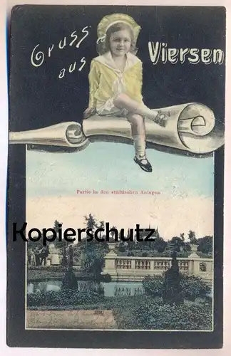 ALTE POSTKARTE GRUSS AUS VIERSEN PARTIE IN DEN STÄDTISCHEN ANLAGEN Mädchen girl fille postcard Ansichtskarte cpa AK