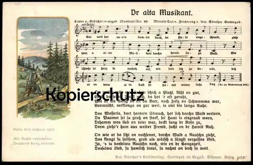 ALTE POSTKARTE ANTON GÜNTHER GOTTESGAB LIED BÖHMEN DR ALTA MUSIKANT NR. 49 Ansichtskarte postcard AK cpa