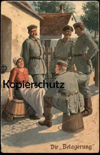 ALTE POSTKARTE DIE BELAGERUNG SOLDATEN BELAGERN FRAU IMMER FACHMANN KÜNSTLER KARTE NR.12 cpa AK Ansichtskarte postcard