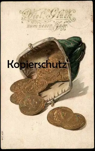 ALTE MÜNZEN POSTKARTE NEUJAHR PREUSSEN ENGLAND ÖSTERREICH FRANKREICH coin Coins Billettes Münze Geld billet money