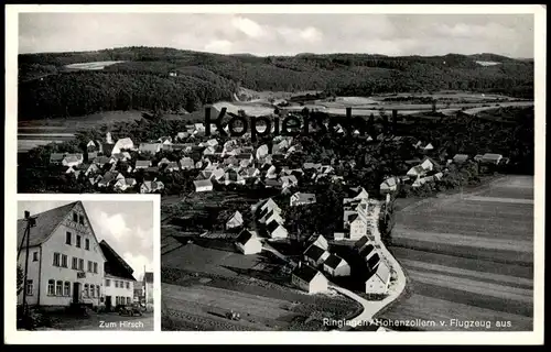 ALTE POSTKARTE RINGINGEN VOM FLUGZEUG GASTHOF ZUM HIRSCH BURLADINGEN HOHENZOLLERN Luftbild Fliegeraufnahme postcard cpa