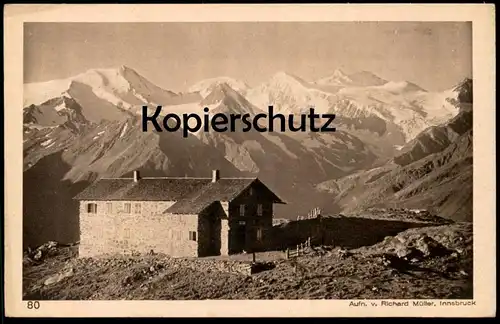 ALTE POSTKARTE STARKENBURGERHÜTTE GEGEN ZUCKERHÜTL & PFAFF STUBAITAL NEUSITFT FULPMES SCHUTZHÜTTE postcard cpa AK