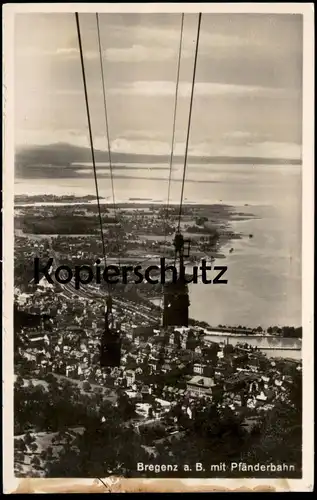 ALTE POSTKARTE BREGENZ AM BODENSEE MIT PFÄNDERBAHN SEILBAHN cable car télécabine railway cpa postcard Ansichtskarte AK