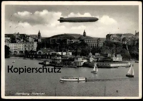 ALTE POSTKARTE HAMBURG ALSTERLUST IDUNA VERSICHERUNG ZEPPELIN LUFTSCHIFF Airship dirigeable aéronef aérostat postcard AK