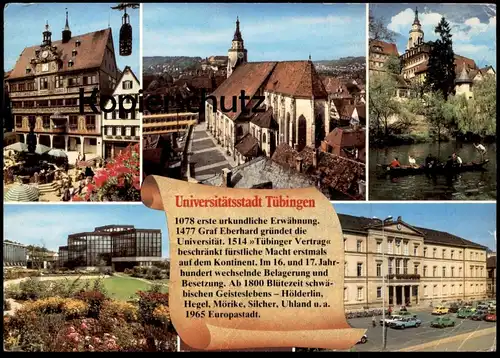 ÄLTERE POSTKARTE TÜBINGEN GESCHICHTE CHRONIK 1078 ERSTE URKUNDLICHE ERWÄHNUNG Chronikkarte chronique chronicle storycard