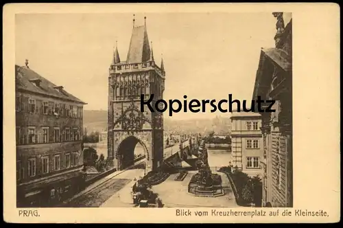 ALTE POSTKARTE PRAG BLICK VOM KREUZHERRENPLATZ AUF DIE KLEINSEITE Praha Prague Ceska Czech Republic Tschechien postcard