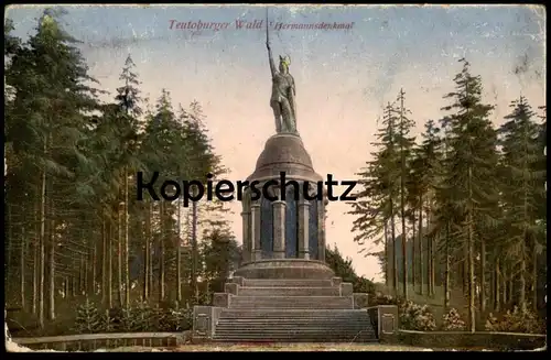 ALTE POSTKARTE TEUTOBURGER WALD HERMANNSDENKMAL ERBAUT E. V. BANDEL Monument Stempel Bahnhof Detmold postcard cpa AK