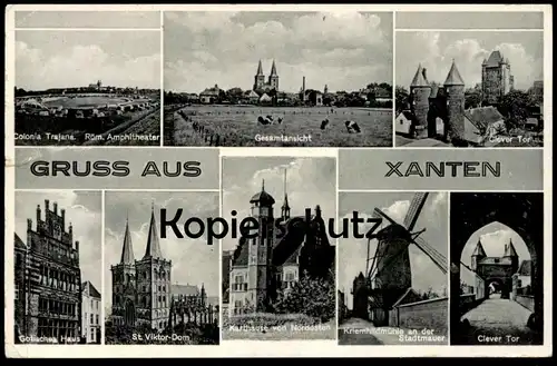 ALTE POSTKARTE GRUSS AUS XANTEN 1939 Colonia Trajana Röm. Amphitheater Windmühle windmill postcard cpa AK Ansichtskarte