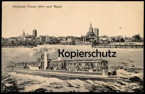 ALTE POSTKARTE STRALSUND TRAJECT FÄHRT NACH RÜGEN FÄHRE railway postcard Eisenbahn train Zug cpa AK Ansichtskarte