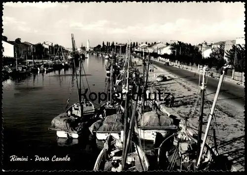 POSTKARTE RIMINI PORTO CANALE Fischerhafen Bateau de peche Barche Fischerboot Hafen port fishing boat boats Italia car