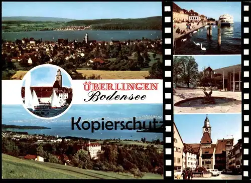 ÄLTERE POSTKARTE KURSTADT ÜBERLINGEN BODENSEE Brunnen Fischreiher Schiff fontaine fountain Schwan cygne swan postcard