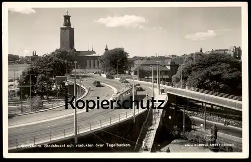 ALTE POSTKARTE STOCKHOLM STADSHUSET OCH VIADUKTEN Strassenbahn tram tramway cpa postcard Ansichtskarte AK Schweden