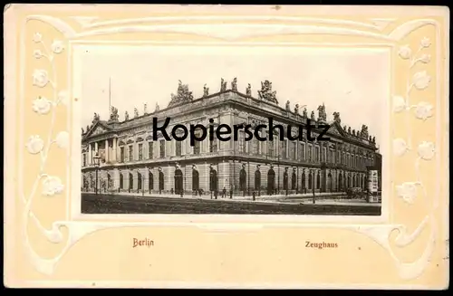 ALTE PRÄGE PASSEPARTOUT POSTKARTE BERLIN ZEUGHAUS embossed postcard gaufrée gauffrée cpa Litfasssäule AK Ansichtskarte