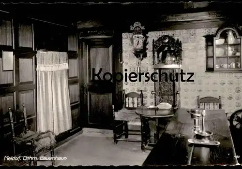 ÄLTERE POSTKARTE MELDORF BAUERNHAUS INNERES farm house ferme Kreis Dithmarschen Uhr clock pendule chrono cpa postcard AK