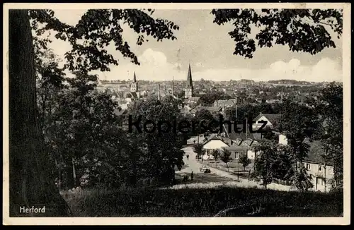 ALTE POSTKARTE HERFORD PANORAMA 1943 FELDPOST Briefstempel Inf. Ersatz Bataillon postcard cpa Ansichtskarte AK