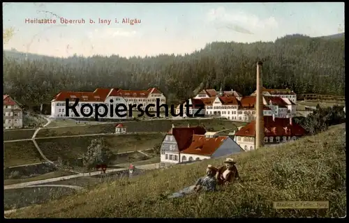 ALTE POSTKARTE HEILSTÄTTE ÜBERRUH ISNY BOLSTERNANG IM ALLGÄU ATELIER EUGEN FELLE ZWEI MÄNNER IM GRAS men AK postcard cpa