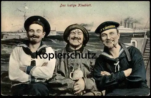 ALTE POSTKARTE DAS LUSTIGE KLEEBLATT MATROSEN SAILOR SEAMEN M.S. DEUTSCHLAND SHIP STEAMSHIP DAMPFER Bier Ansichtskarte