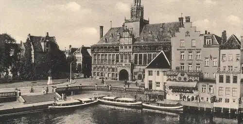 ALTE POSTKARTE EMDEN PARTIE AM DELFT HOTEL ZUM GOLDENEN ADLER Ansichtskarte AK cpa postcard