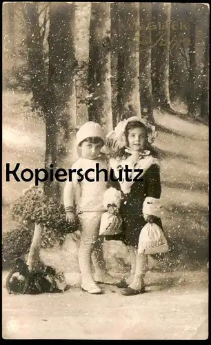 ALTE POSTKARTE VIEL GLÜCK ZUM NEUEN JAHRE KINDER NEUJAHR Pilz Hufeisen Geld Mushroom Money Horseshoe new year