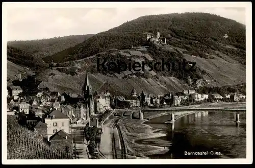 ALTE POSTKARTE BERNCASTEL-CUES GESAMTANSICHT MOSEL BERNKASTEL-KUES PANORAMA Eisenbahn Ansichtskarte AK cpa postcard