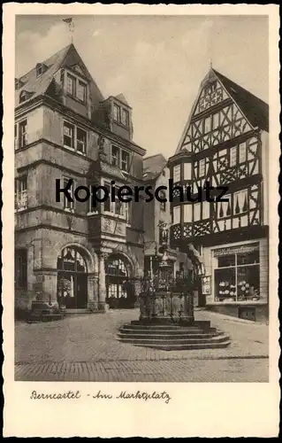 ALTE POSTKARTE BERNCASTEL AM MARKTPLATZ BRUNNEN KELLERKLAUSE J. M. MEYER Bernkastel-Kues Ansichtskarte AK cpa postcard