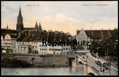 ALTE POSTKARTE ULM 1905 PARTIE BEI DER DONAUBRÜCKE PANORAMA Donau Brücke bridge pont Ansichtskarte postcard AK cpa