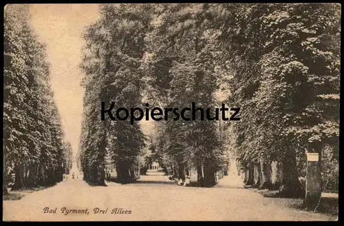 ALTE POSTKARTE BAD PYRMONT DREI ALLEEN Bäume Baum Allee alley tree arbre cpa postcard AK Ansichtskarte