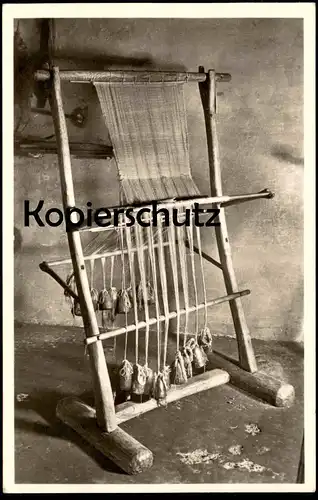 ALTE POSTKARTE WEBSTUHL IM PFAHLDORF DER STEINZEIT Unteruhldingen-Mühlhofen Bodensee métier à tisser hand loom postcard