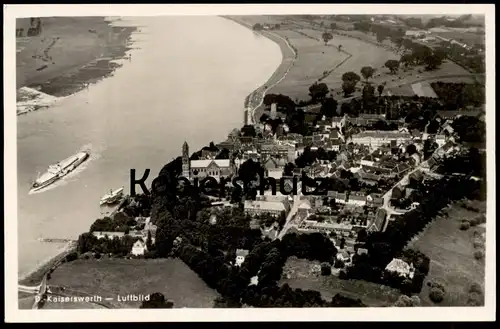 ALTE POSTKARTE DÜSSELDORF KAISERSWERTH LUFTBILD Fliegeraufnahme Luftaufnahme mit Dampfer Schiff Ship Bateau Rhein Rhine