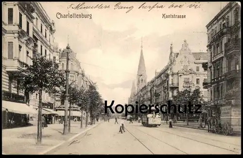 ALTE POSTKARTE BERLIN CHARLOTTENBURG KANTSTRASSE PFERDEWAGEN GERMANIA & STRASSENBAHN 80 tram tramway tram Berlino cpa