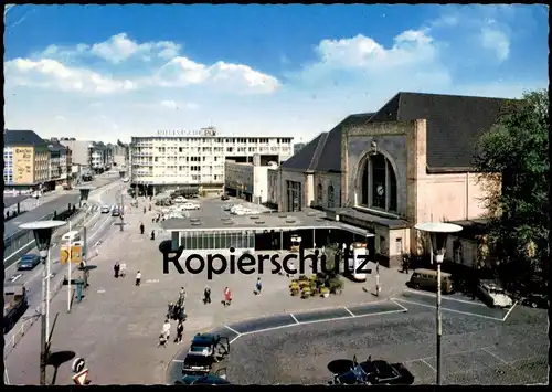 ÄLTERE POSTKARTE MÖNCHENGLADBACH HAUPTBAHNHOF Bahnhof gare station Hensen Bier beer Taxi cab military truck cpa postcard