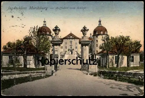 ALTE POSTKARTE JAGDSCHLOSS MORITZBURG DRESDEN AUFFAHRT ZUM SCHLOSS chateau castle cpa postcard AK Ansichtskarte