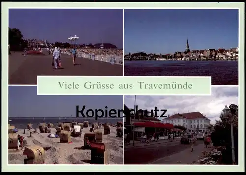 ÄLTERE POSTKARTE VIELE GRÜSSE AUS TRAVEMÜNDE PROMENADE PRIWALL STRAND CASINO OPEL KADETT BMW MINI COOPER Auto car