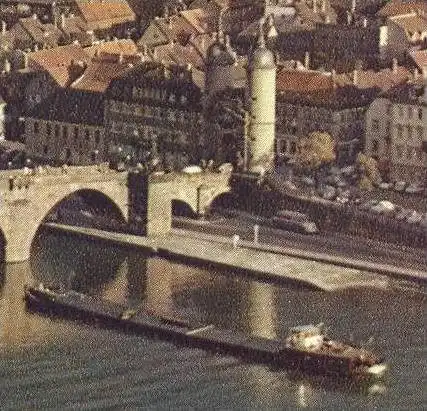 ÄLTERE POSTKARTE HEIDELBERG BLICK AUF NECKAR Frachtschiff cargo ship vrachtschip Briefmarke ECPT Europa 1964 MiNr. 445