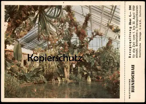 ÄLTERE POSTKARTE DORTMUND BUNDESGARTENSCHAU 1959 BUGA Blumen Flowers Fleurs jardin public Zeitung Westfälische Rundschau